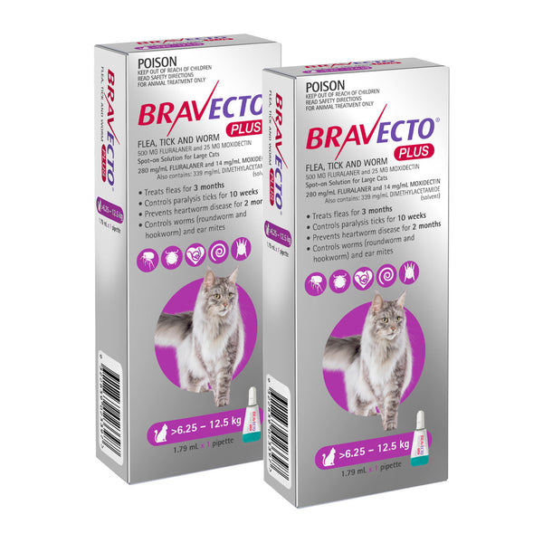 Bravecto Plus For Large Cat 13.8-27.5 lbs (6.25-12.5kg)
