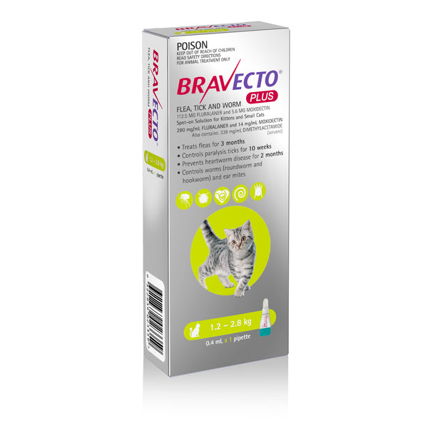 Bravecto Plus For Small Cat 2.6-6.2 lbs (1.2-2.8kg)