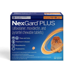 NexGard Plus Chewable for Extra Small Dogs, 4-8 lbs (Orange)