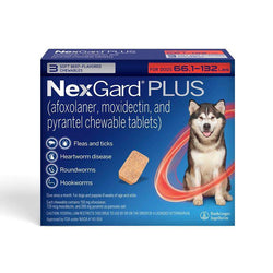 NexGard Plus Chewables for Extra Large Dogs, 66.1-132 lbs (Red)