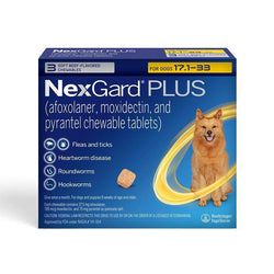 NexGard Plus Chewables for Medium Dogs, 17.1-33 lbs (Gold)