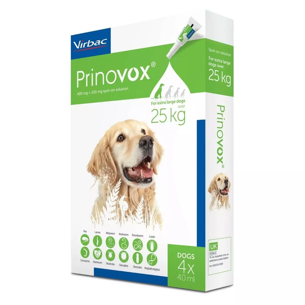 Prinovox Spot-On for Extra Large Dogs Over 55 lbs (25 kg) – 4 Pack