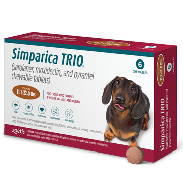 Simparica Trio For Dogs 11.1-22 lbs (5-10 kg)