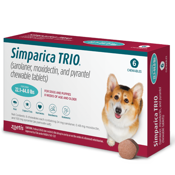 Simparica Trio For Dogs 22.1-44 lbs (10-20 kg)