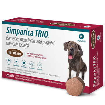 Simparica Trio For Dogs 88.1-132 lbs (40-60 kg)