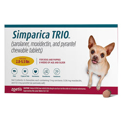 Simparica Trio for Dogs 2.8-5.5 lbs (1.25-2.5 kg) 3 Pack | 79Pets